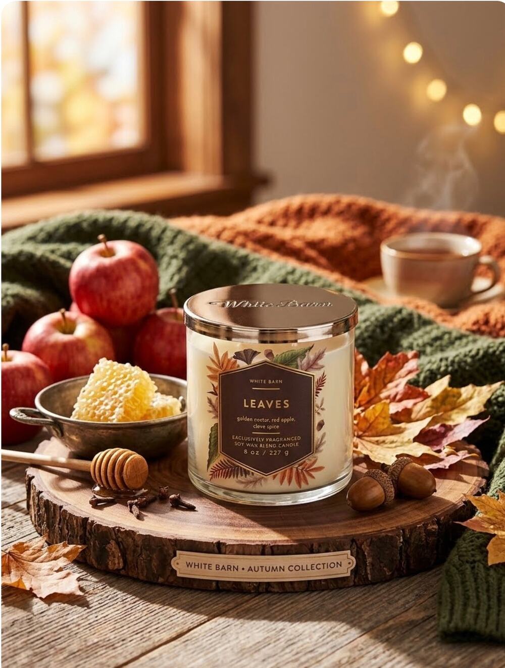 White Barn LEAVES Soy Wax Blend Candle - 8 oz - NEW